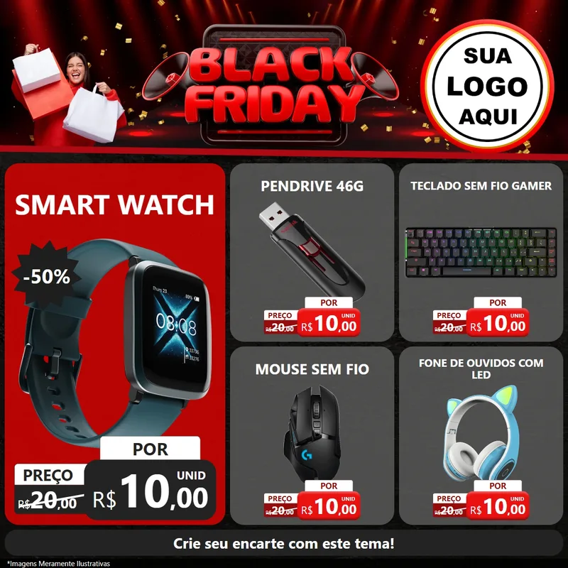 Modelo de Rede Social para Feed Facebook com o tema Black Friday para Informática