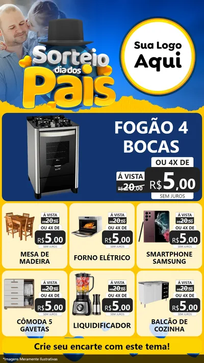 Modelo de Rede Social para Stories com o tema Sorteio Dia Dos Pais para Móveis e Eletro