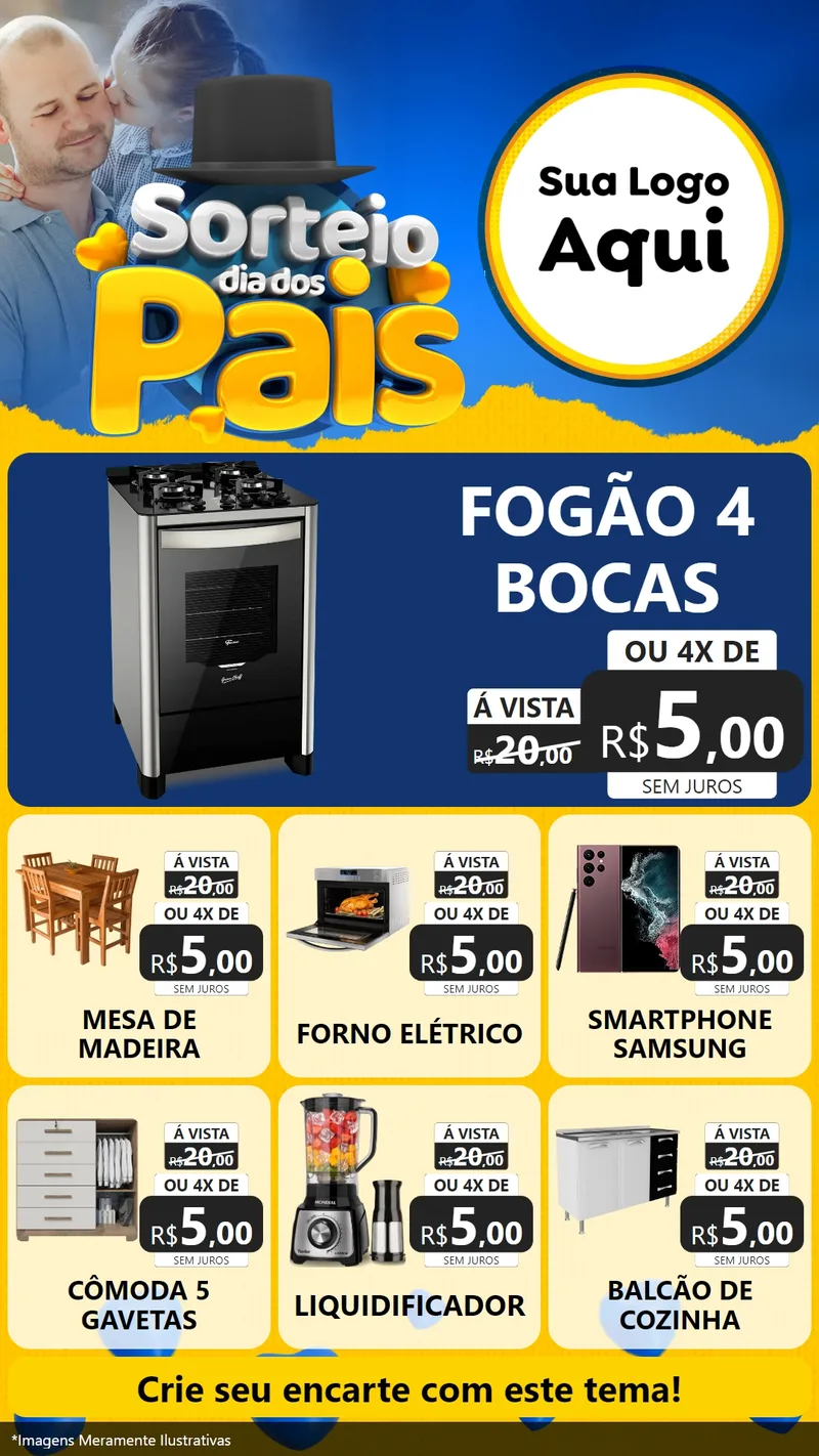 Modelo de Rede Social para Stories com o tema Sorteio Dia Dos Pais para Móveis e Eletro