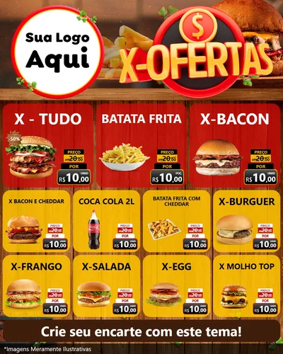 Modelo de Rede Social para Feed Instagram com o tema X - Ofertas para Hamburgueria