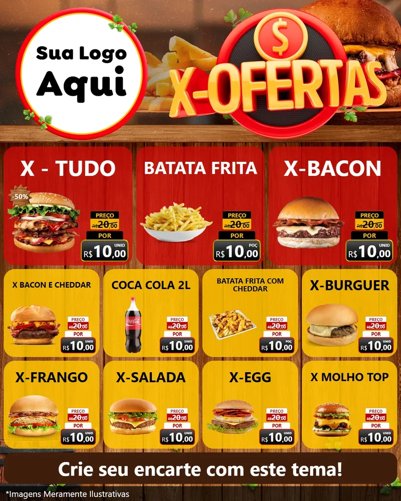 Modelo de Rede Social para Feed Instagram com o tema X - Ofertas para Hamburgueria