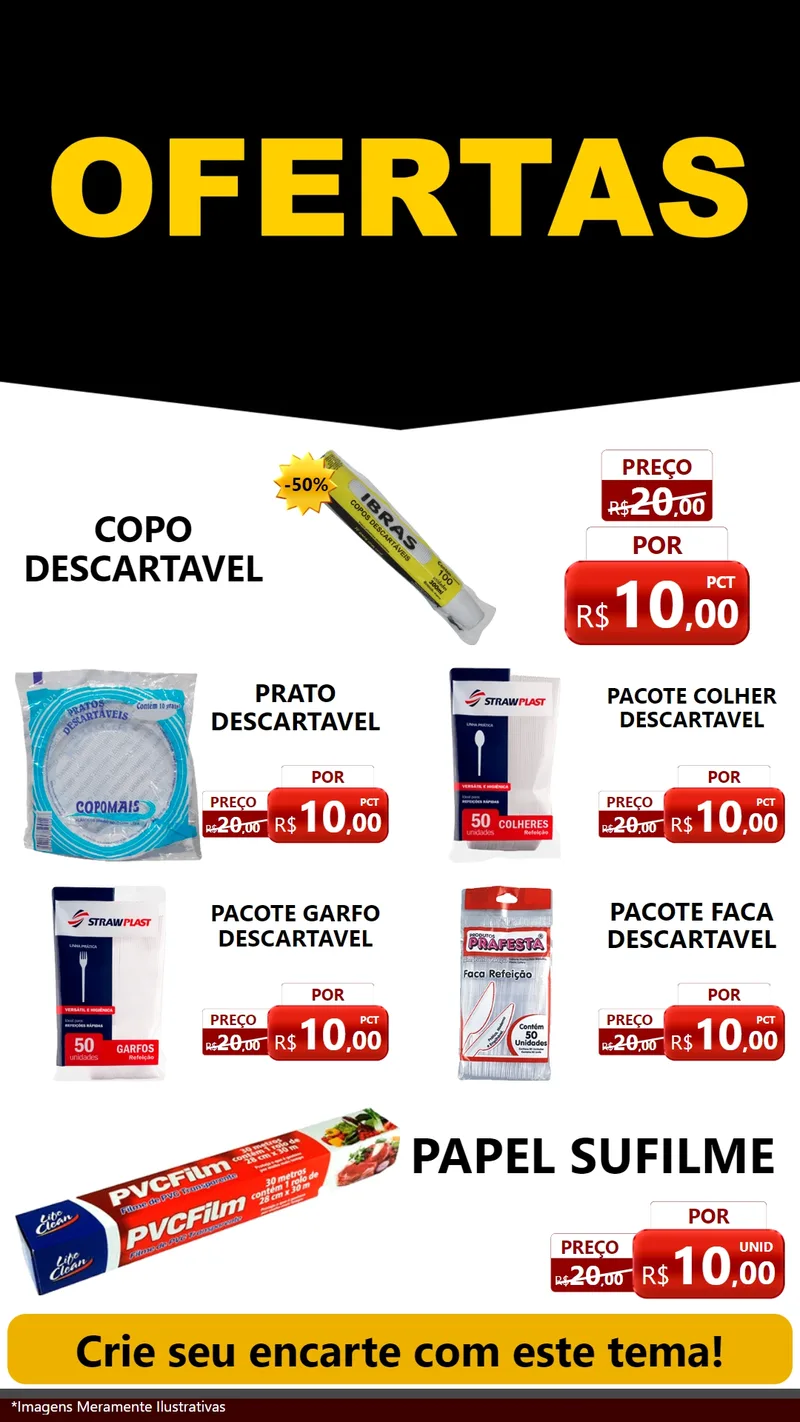 Modelo de TV para TV Vertical com o tema Ofertas Preto e Vermelho Cartaz para Embalagens