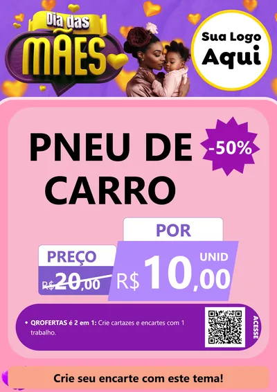 Modelo de Cartaz para Cartaz A4 Vertical com o tema Dia das Mães para Auto peças