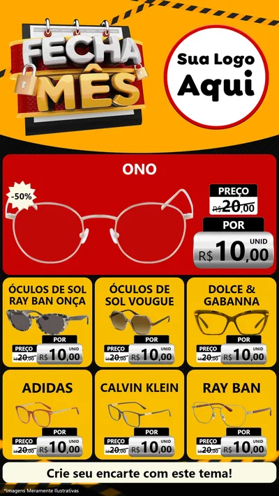 Modelo de Rede Social para Stories com o tema Fecha Mês para Óticas