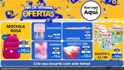 Modelo de TV para TV Horizontal com o tema Fim de Semana de Ofertas para Papelaria