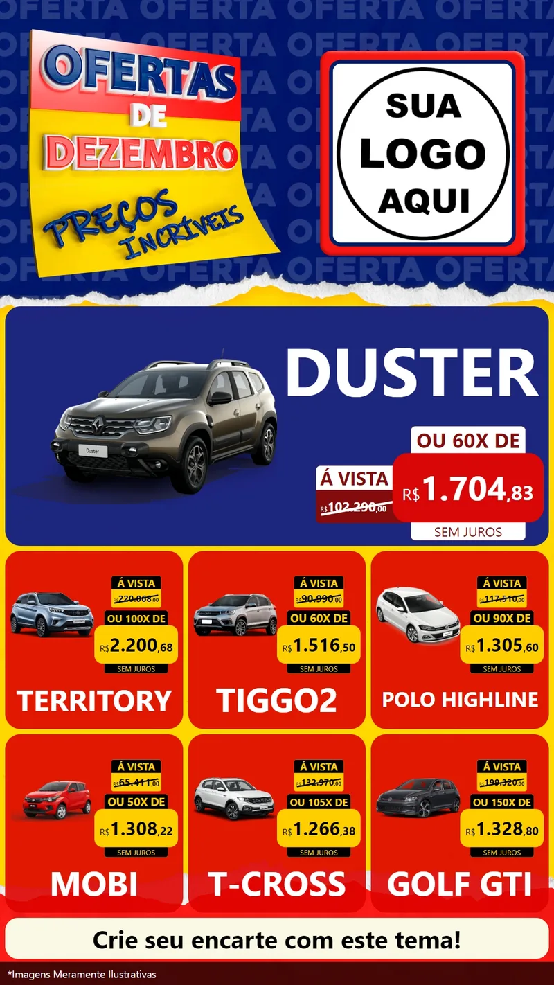 Modelo de Rede Social para Stories com o tema Ofertas de Dezembro - Preços Incríveis para Concessionaria de Carros