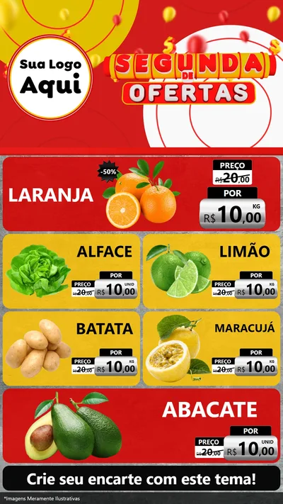Modelo de TV para TV Vertical com o tema Segunda de Ofertas para Hortifrúti