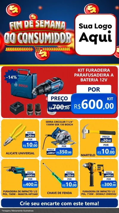 Modelo de Rede Social para Stories com o tema Fim de Semana do Consumidor para Maquinas e Ferramentas