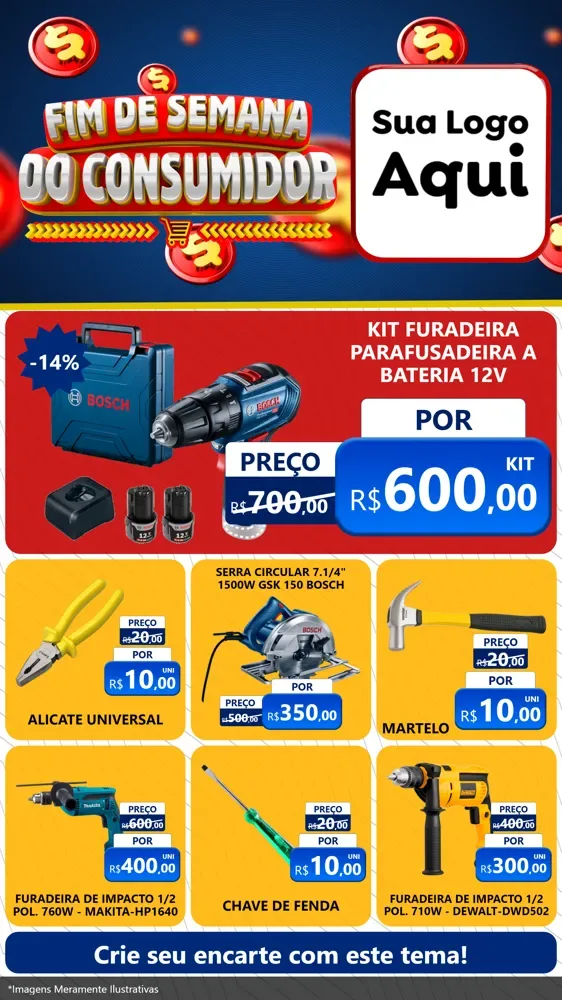 Modelo de Rede Social para Stories com o tema Fim de Semana do Consumidor para Maquinas e Ferramentas