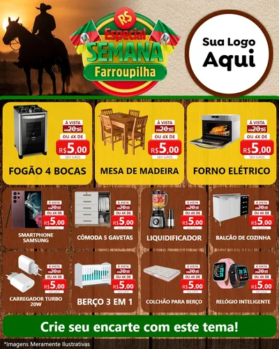 Modelo de Rede Social para Feed Instagram com o tema Especial Semana Farroupilha para Móveis e Eletro