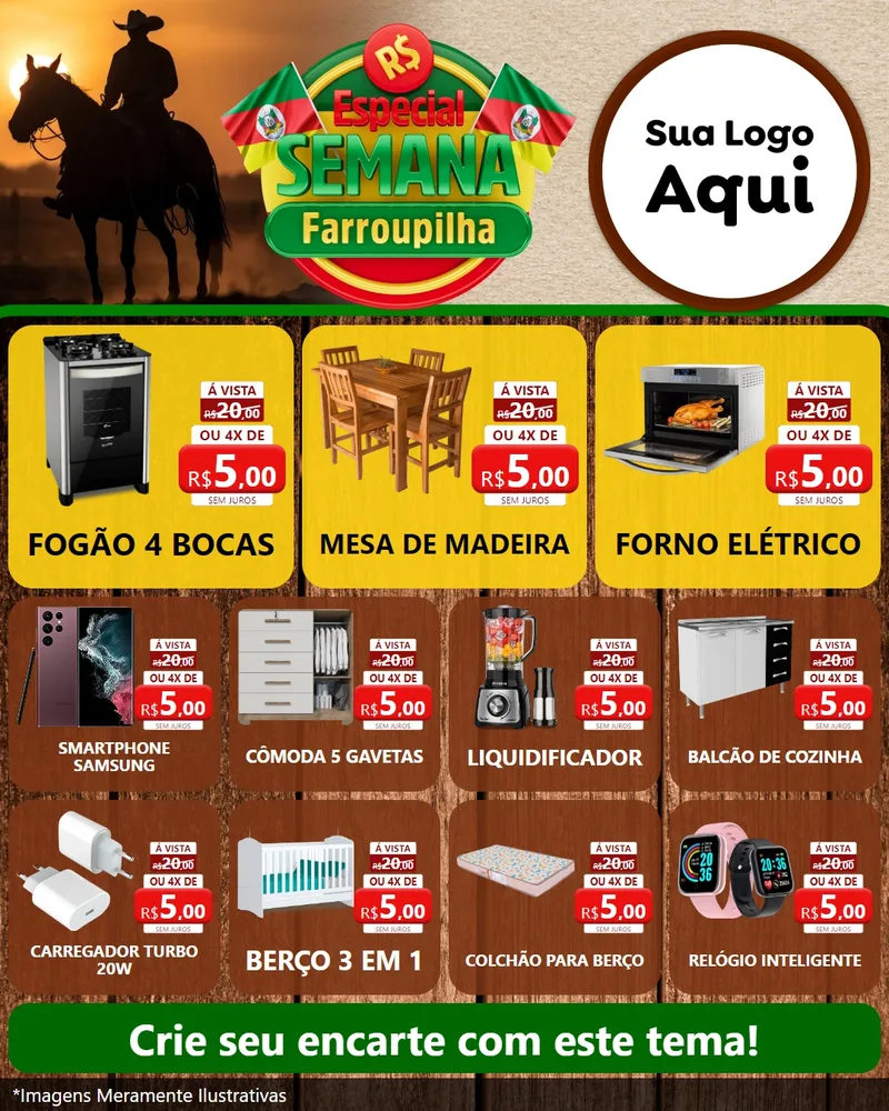 Modelo de Rede Social para Feed Instagram com o tema Especial Semana Farroupilha para Móveis e Eletro