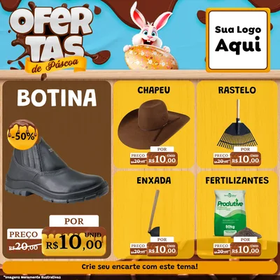 Modelo de Rede Social para Feed Facebook com o tema Ofertas de Páscoa para Agropecuária