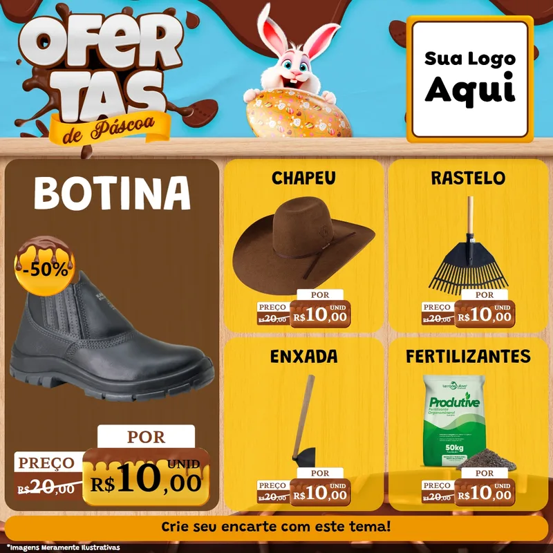 Modelo de Rede Social para Feed Facebook com o tema Ofertas de Páscoa para Agropecuária