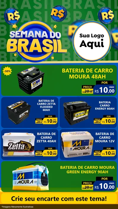 Modelo de TV para TV Vertical com o tema Semana Do Brasil para Baterias Elétricas