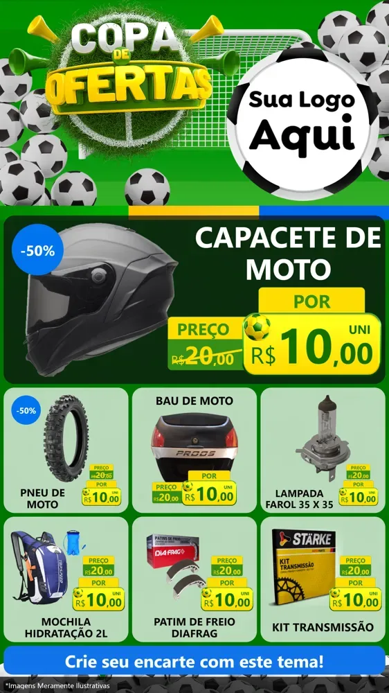 Modelo de Rede Social para Stories com o tema Copa De Ofertas para Moto peças