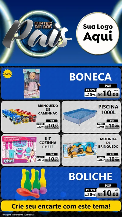 Modelo de TV para TV Vertical com o tema Sorteio Dia Dos Pais para Brinquedos