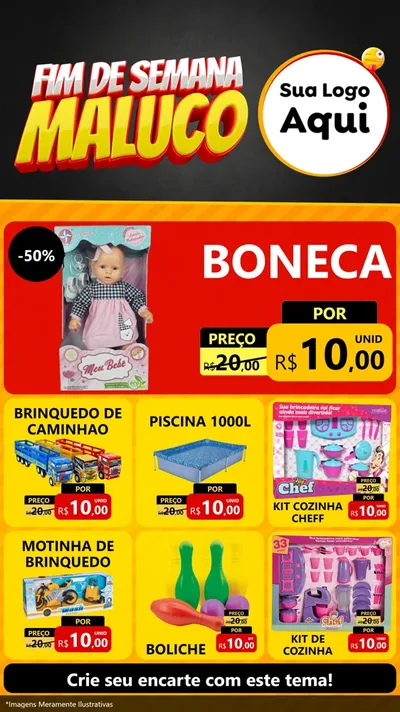 Modelo de Rede Social para Stories com o tema Final de Semana Maluco para Brinquedos