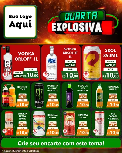 Modelo de Rede Social para Feed Instagram com o tema Quarta Explosiva para Distribuidora de bebidas