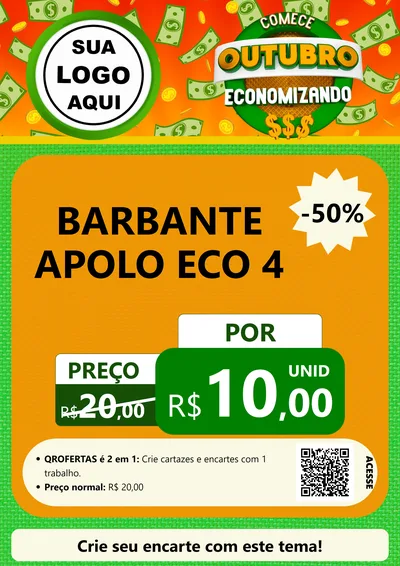 Modelo de Cartaz para Cartaz A4 Vertical com o tema Comece Outubro Economizando para Armarinho e Aviamentos