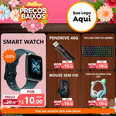 Modelo de Rede Social para Feed Facebook com o tema Primavera de Preços Baixos para Informática
