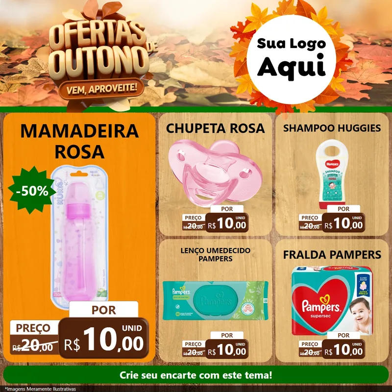 Modelo de Rede Social para Feed Facebook com o tema Ofertas de Outono - Vem, Aproveite! para Bebês