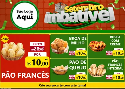 Modelo de Encarte para Encarte A4 Horizontal com o tema Setembro Imbatível para Padaria