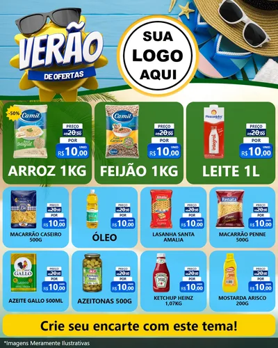 Modelo de Rede Social para Feed Instagram com o tema Verão de Ofertas para Supermercado