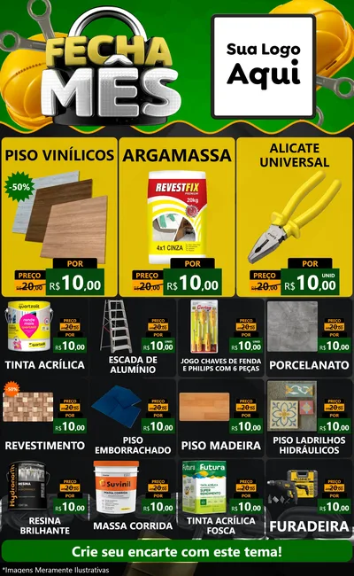Modelo de Encarte para Encarte Grande com o tema Fecha Mês para Material para Construção
