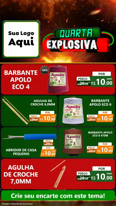 Modelo de TV para TV Vertical com o tema Quarta Explosiva para Armarinho e Aviamentos