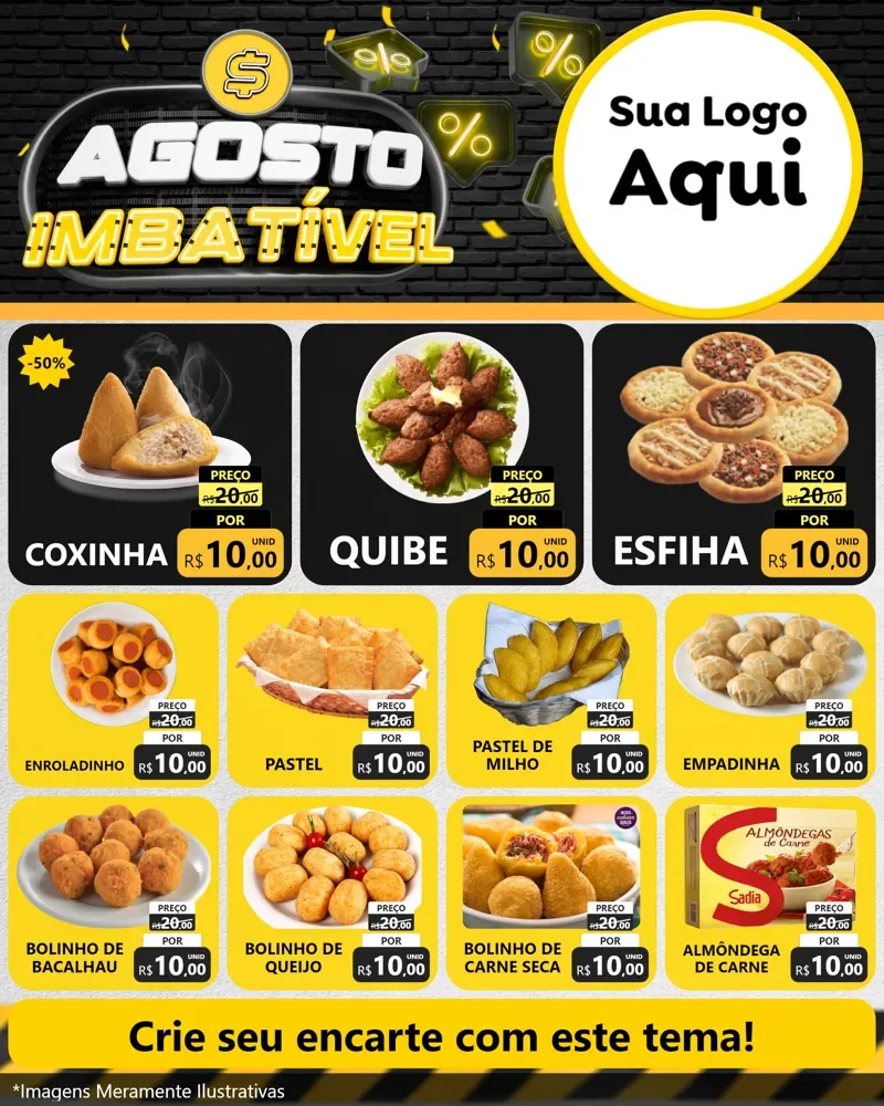 Modelo de Rede Social para Feed Instagram com o tema Agosto Imbatível para Salgadaria
