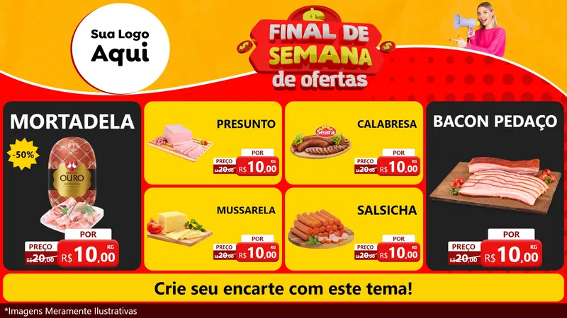 Modelo de TV para TV Horizontal com o tema Final de Semana de Ofertas para Frios e Laticínios