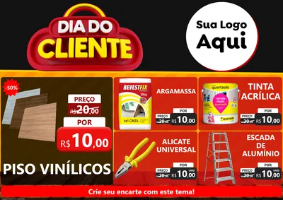 Modelo de Encarte para Encarte A4 Horizontal com o tema Dia do Cliente para Material para Construção