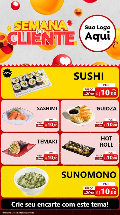 Modelo de TV para TV Vertical com o tema Semana do Cliente para Comida japonesa