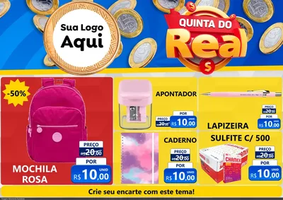 Modelo de Encarte para Encarte A4 Horizontal com o tema Quinta do Real para Papelaria