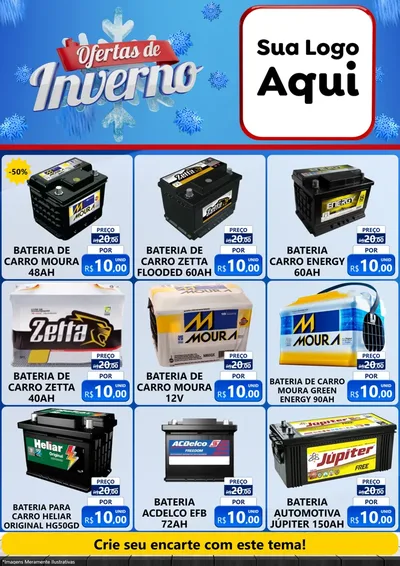 Modelo de Encarte para Encarte A4 Vertical com o tema Ofertas de Inverno para Baterias Elétricas