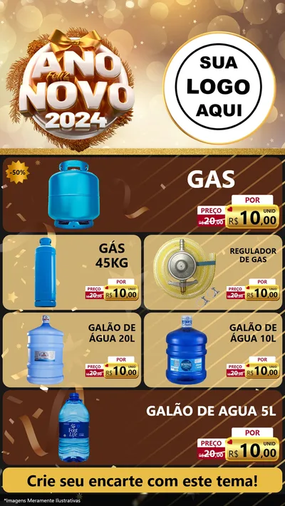 Modelo de TV para TV Vertical com o tema Feliz Ano Novo 2027 para Água e gás