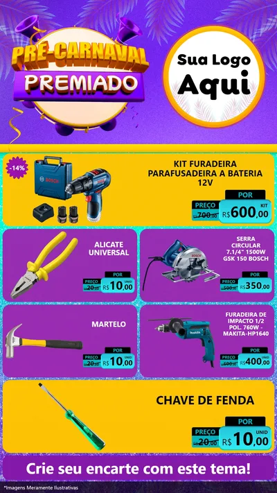 Modelo de TV para TV Vertical com o tema Pré-Carnaval Premiado para Maquinas e Ferramentas