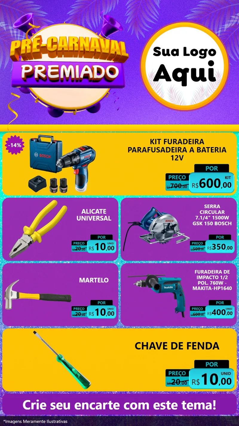 Modelo de TV para TV Vertical com o tema Pré-Carnaval Premiado para Maquinas e Ferramentas