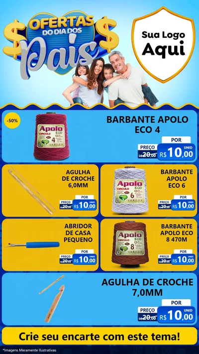 Modelo de TV para TV Vertical com o tema Ofertas do Dia dos Pais para Armarinho e Aviamentos