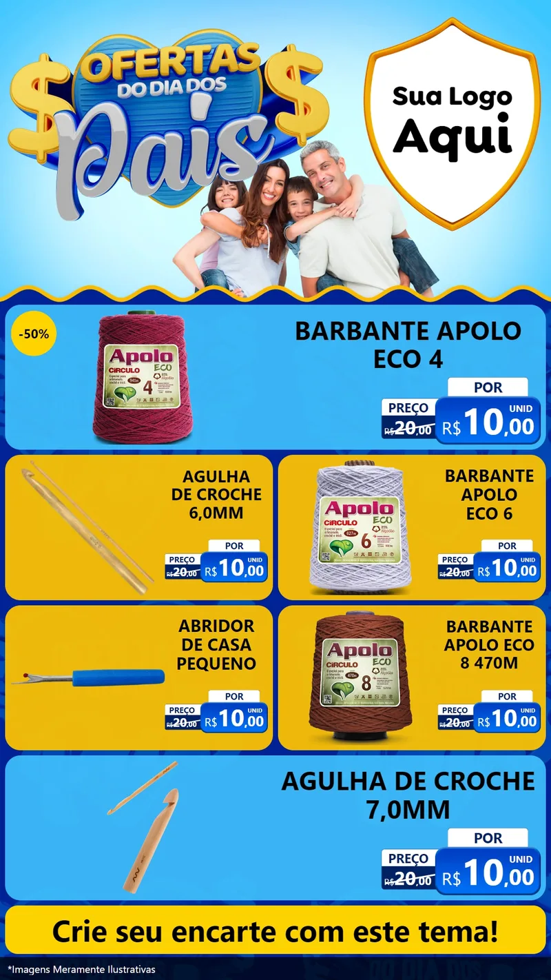 Modelo de TV para TV Vertical com o tema Ofertas do Dia dos Pais para Armarinho e Aviamentos