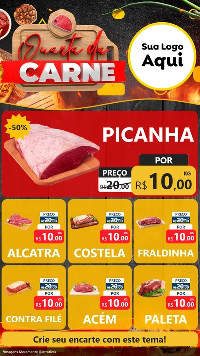 Modelo de Rede Social para Stories com o tema Quarta da Carne para Açougue