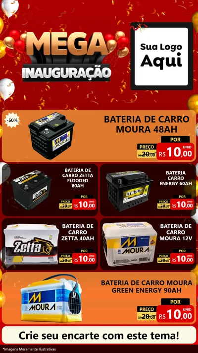 Modelo de TV para TV Vertical com o tema Mega Inauguração para Baterias Elétricas