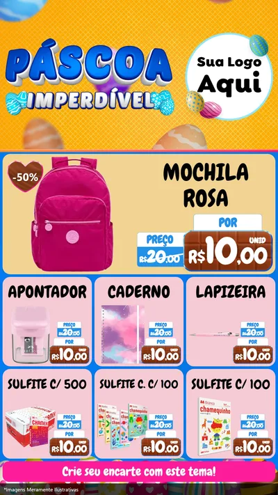 Modelo de Rede Social para Stories com o tema Páscoa Imperdível para Papelaria
