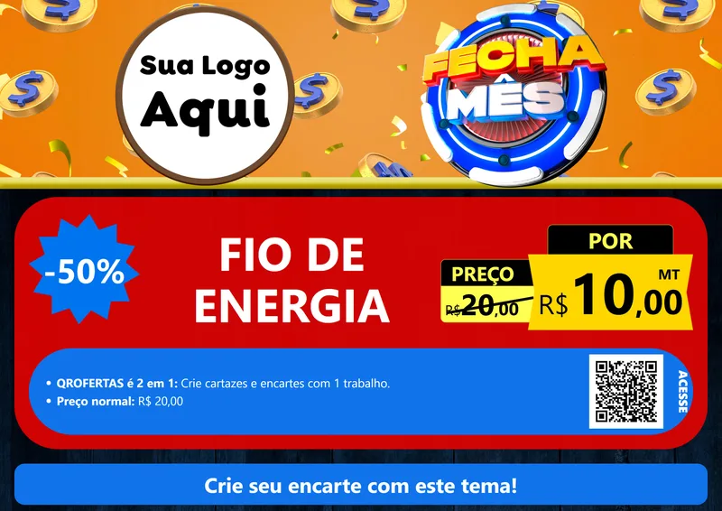 Modelo de Cartaz para Cartaz A4 Horizontal com o tema Fecha Mês para Materiais Elétricos