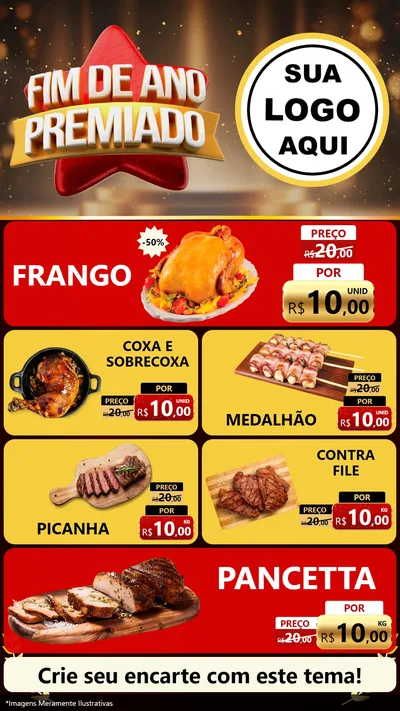 Modelo de TV para TV Vertical com o tema Fim de Ano Premiado para Assados