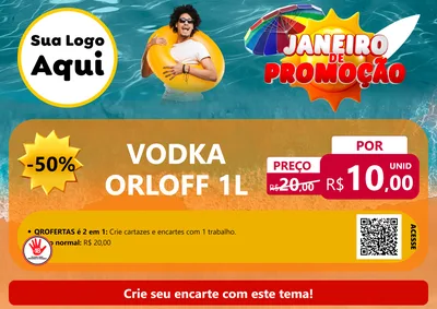 Modelo de Cartaz para Cartaz A4 Horizontal com o tema Janeiro de Promoção para Distribuidora de bebidas