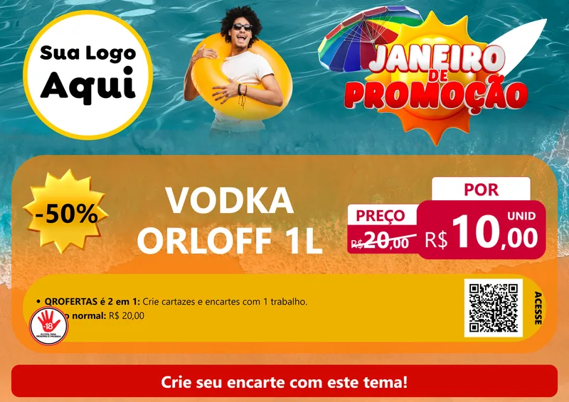 Modelo de Cartaz para Cartaz A4 Horizontal com o tema Janeiro de Promoção para Distribuidora de bebidas