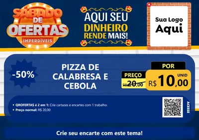 Modelo de Cartaz para Cartaz A4 Horizontal com o tema Sábado de Ofertas Imperdíveis para Pizzaria