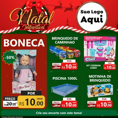 Modelo de Rede Social para Feed Facebook com o tema Natal Imperdível para Brinquedos