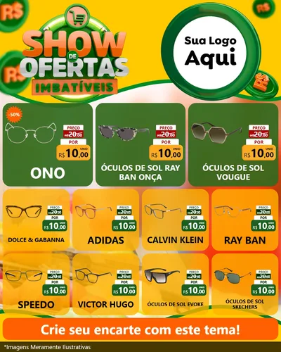 Modelo de Rede Social para Feed Instagram com o tema Show de Ofertas Imbatíveis para Óticas